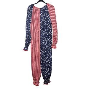 Clown Costume Jumpsuit Size S Vintage Striped Polka Dot American Flag Patriotic